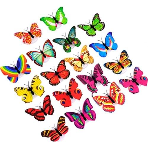 New style 1Pcs Double layer 3D Butterfly Wall Sticker on the wall Home Decor Butterflies for decoration Magnet Fridge stickers