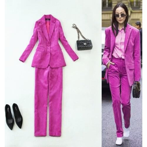 Autumn winter womens slim suit Blazers and straight pant purple suit pant suits elegant woman pant suits for women blazer set