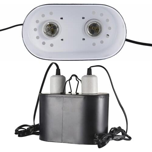Pet Reptile Lamp Fixture Dual Dome Heat Light Base E27 for Lizard Terrarium