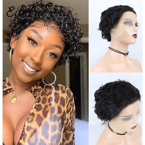 Pixie Cut 13*1 Lace Front Human Hair Wigs Black Women 100% Human Hair Wigs Kinky Short Curly Human Hair Wigs150% Remy