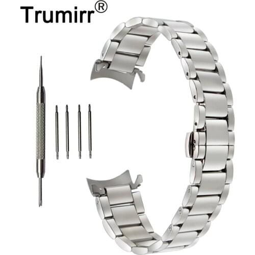 18mm 20mm 22mm Stainless Steel Watchband for Armani Curved End Strap Butterfly Buckle Belt Wrist Bracelet Black Gold Silver