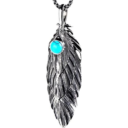 RIR brand Vintage Silver Gold Color big angel wing Feather pendant necklace Hip hop fashion men women Stainless Steel jewelry