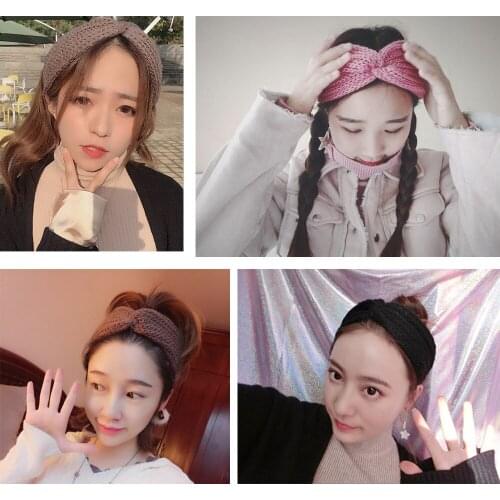 Hand-woven Headband European Fashion warm Autumn Winter Flat Knitted Wool Ear Protection Headband