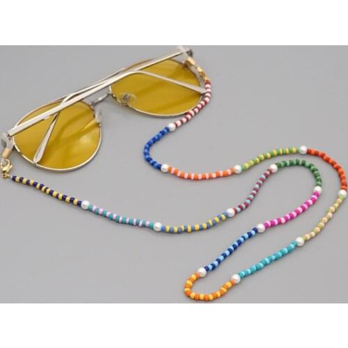 Shinus Colorful Glasses Chains Straps Mask Holder Chain Lanyard Women Jewelry Freshwater Pearl Beaded Necklace Sunglasses Chain