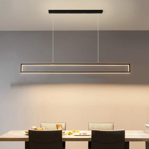 LED Black Long Chandelier Modern Nordic Minimalist Pendant Lamp For Dining Room Coffee Shop Bar Office Decoration lights Fixture