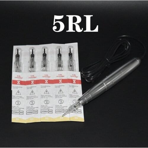Tattoo Needles 1RL 100piece Cartridge Needles Disposable Sterilized Tattoo Permanent Makeup Needles Tips for Eyebrow lip 0.3mm