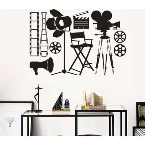 Spot Lights Camera Wall Sticker Movie Making Tools Vinyl Wall Decals Film Clips Removable Wallpaper Movie Theater Decor