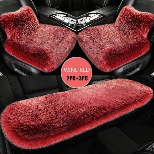 Universal Wool Soft Warm Fuzzy Auto Car Seat Covers Front Rear Cover Car Cushion Office Chair Armchair Pad 1 /3 Piece(White)