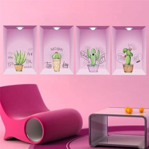 Vivid 3d View Flowerspot Wall Sticker For Office Bar Bedroom Living Room Home Decoration Plant Mural Art Diy Pvc Decal Poster