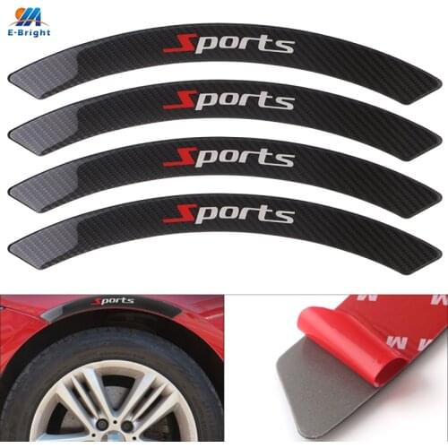 YMEBBRIGHT 4PCS Carbon Fiber Sticker Anti-scratch Wheel Eyebrow Bumper Anti-collision Strip 3M Tape Styling Mouldings For Car