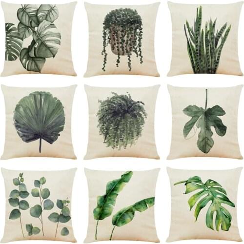 Zeroomade Morden Green Plant Leaf Cushion Covers Cotton Linen Throw Decorative Pillowcase Home Decor Pillow Covers 45x45cm