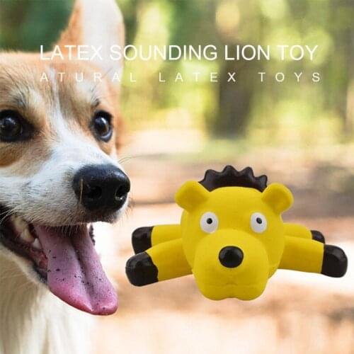 Pet dog bite-resistant teething sounding latex lion toy yellow