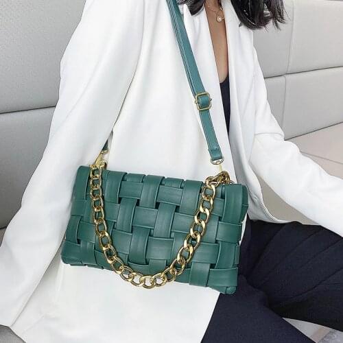 Weave Designer Crossbody Bags For Women 2020 Small PU Leather Luxury Solid Color Shoulder Handbags Chain Crossbody messenger Bag