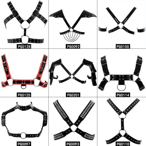 Leather Body Harness Black Rivet Metal Chain Punk Gothic Sling Jacket Cage Underwear Adjust Chest Belt Cosplay Dance wear
