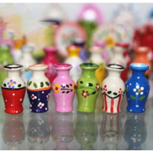 1Pc New Mini House Kitchen Ceramic Pot DIY Handmade Doll Ceramic Ornament Decora Vase Dollhouse Miniatures