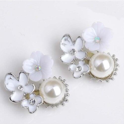 10pcs/lot 20*20mm Resin Flower Rhinestone Buttons Sewing Embellishment for Craft DIY Hair Bow Wedding Shoes Decorative Buttons