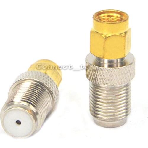 2 Pieces SMA Plug Male Goldplated to F Jack Female RF Connector F Female SMA Male Adapters