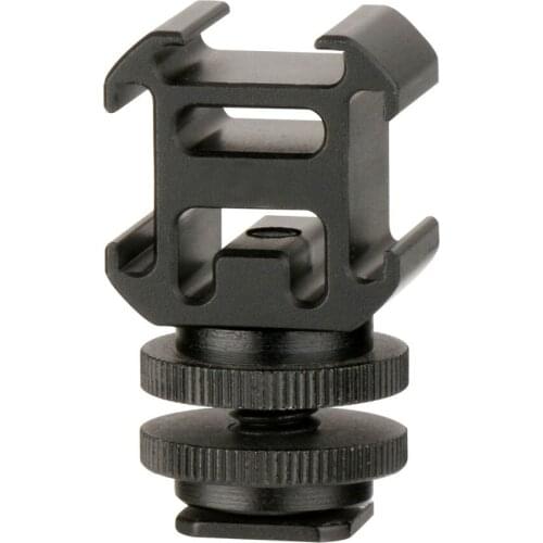 3 in 1Triple Cold Shoe Mount Plate Microphone Stand LED Video Light Extend Bracket Adapter for DSLR Cameras Sony Canon
