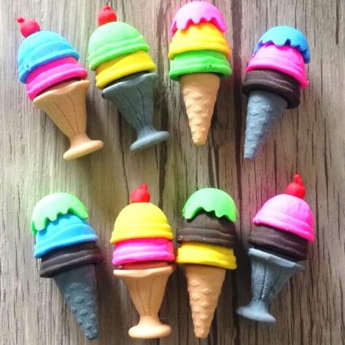 48pcs/lot Kawaii Ice Cream 3D rubber erasers Kawaii eraser drawing tool gift stationery office school supplies
