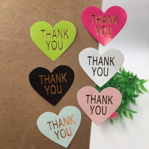 5000pcs/lot 3*3.2cm thank you heart-shaped design Sticker Labels Gift stickers for Wedding seals paper