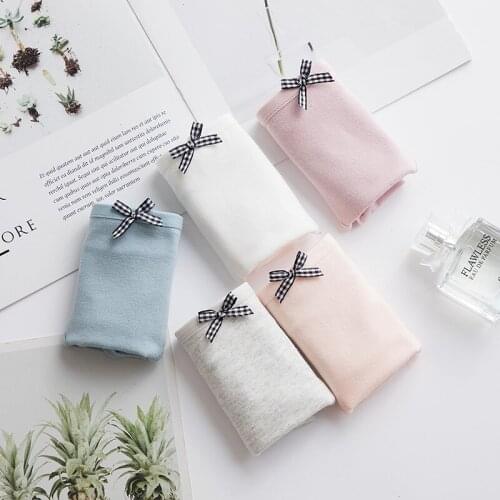 6pcs/set Underwear Girls all Cotton Crotch Medium Waist Pure Color Summer Ventilation Bowknot Childrens Briefs