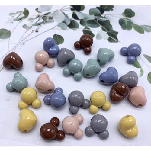 Acrylic Love Heart Mickey Beads for Jewelry Making Through Hole Children Headrope DIY Adult Rubber Band Material