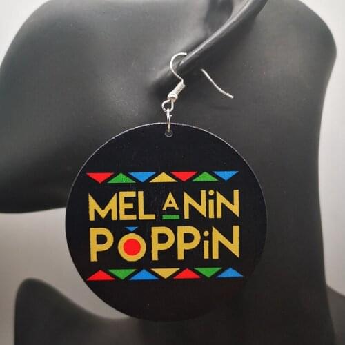 Free Shipping!Melanin poppin wooden earrings