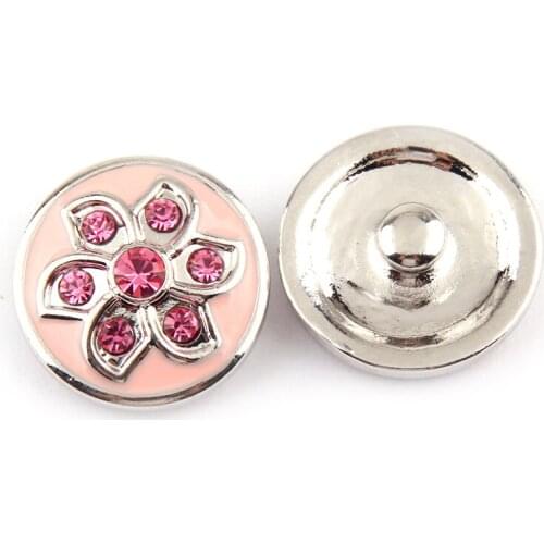 Free shipping hot selling 1.8-2cm alloy enamel and cz stone flower press button DIY metal charms