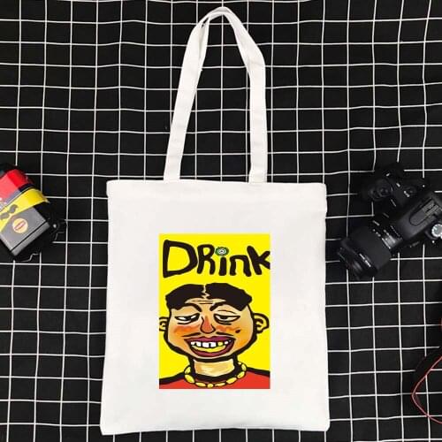 Large-capacity Wild Effortless Canvas Bag Tote Reusable Polyester Supermarket Shopping Bag Funny Foldable Shoulder Bag