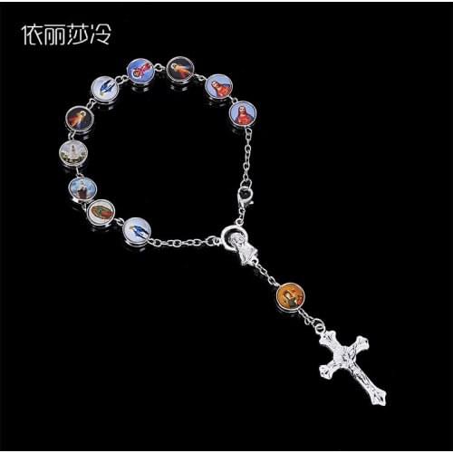 Jesus Cross Bracelet Jesus Jewelry Catholic Rosary Mercy Holy Religious Icon Beaded Bracelet