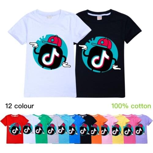 TIK TOK Summer Kids Top Short Sleeve T-shirt Cotton Tshirts Girls Clothes For Boys Tee costume christmas shirt