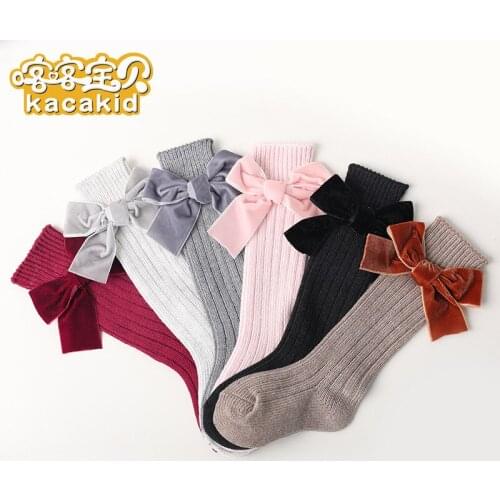 Kacakid Official Girl Winter Socks Lovely Bow Knot Warm Knee Girl Winter Socks Cotton Cute Warm Girl Winter Socks High Knee Sock