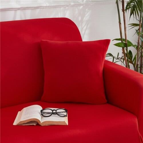 Stretch Cushion Cover Solid Spandex Pillow Cases Matching Color with Sofa Covers 45x45CM funda cojin colores lisos 2/4 PCS