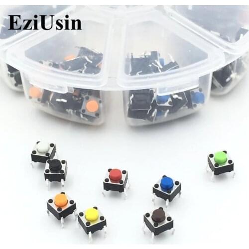 EziUsin 160pcs 6*6*5mm Colorful Light Touch Button Micro Switch DIP ON/OFF For Arduino Maker Induction Cooker Red Yellow Blue