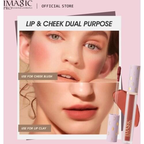 IMAGIC 12-Color Liquid Lipstick&Lip Glaze Matte Waterproof Cheek&Lip Daul Purpose Velvet Lasting Lightweight Women Makeup