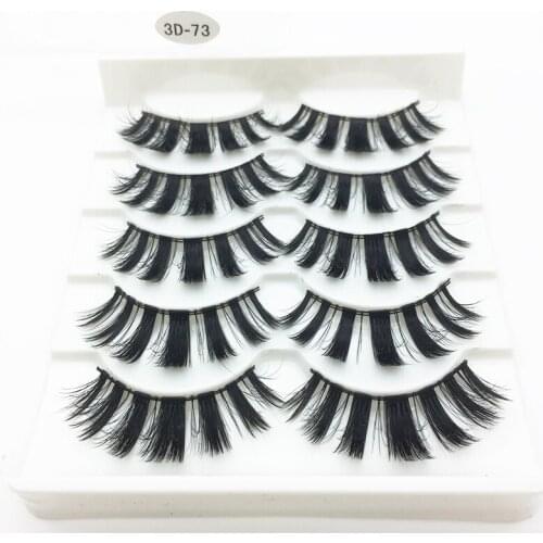 LTWEGO 5 pairs faux 3d mink lashes fluffy wispy false eyelashes natural long eyelash extension makeup handmade fake lash 3D-73