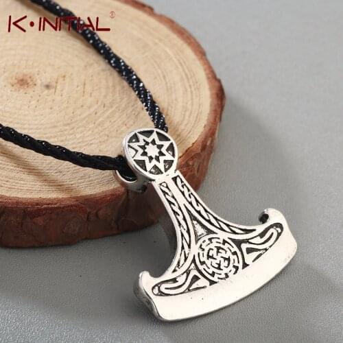 Kinitial Vintage Viking Knot Axe Head Pendant Necklace Gothic Mens Ax Star Necklace Slavic Pagan Gifts Wholesale Jewelry