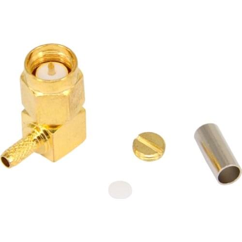 4 Pieces SMA Male Plug 90 Degree Crimp RG174 RG316 LMR100 Cable Right Angle RF Coaxial Connector