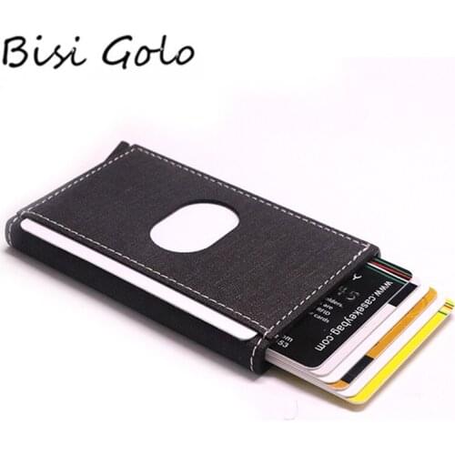 BISI GORO Metal Men Women Credit Card holder Rfid Blocking Box Mini Slim Wallet Automatic Pop up Business Card Case Protector