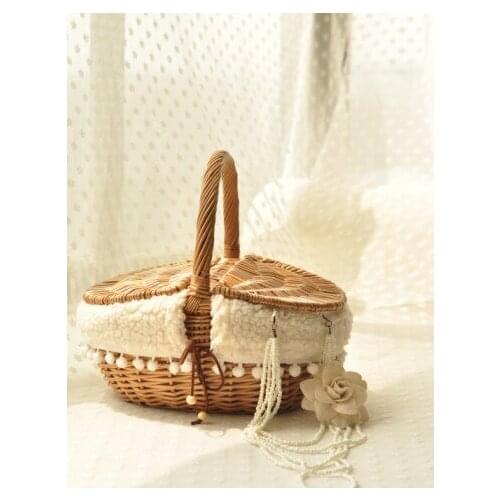 Princess lace wicker basket picnic basket portable storage basket basket zakka Japanese sweet