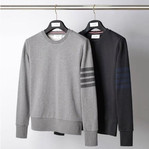 2021 Fashion TB THOM Brand Spring Autumn hooded Clothing Cotton Jacket Men Women Sweatshirts O-Neck Casual Gray Sportswear Coat