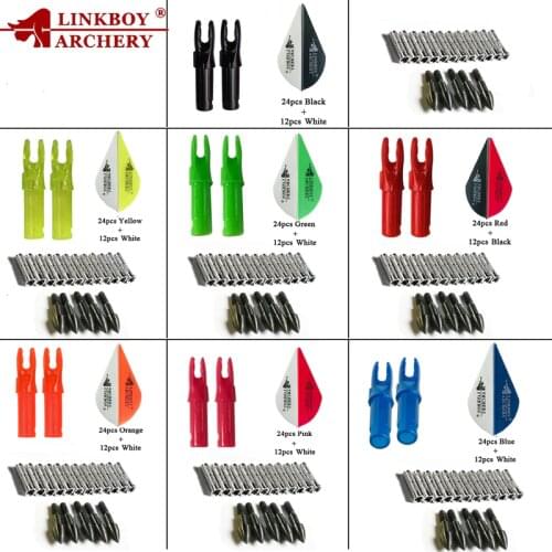 Linkboy Archery Arrow Vanes Inster Nock and 75gr Point Tips for ID 6.2mm Carbon Arrows Shaft Hunting Outdoor Exercise