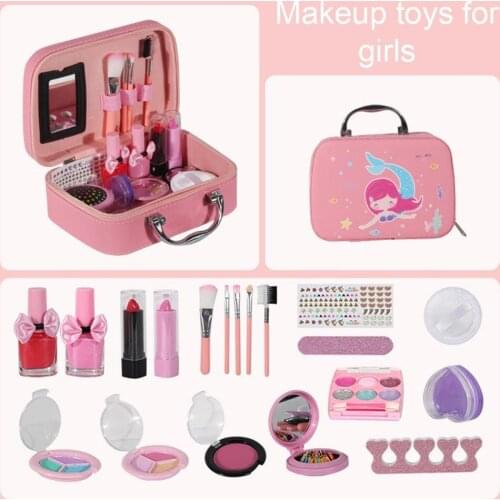 Fashion Kids Cosmetics Make Up Set Safe Washable Childrens Makeup Set Box Princess Beauty Pretend Play Toys For Girl Baby Toys