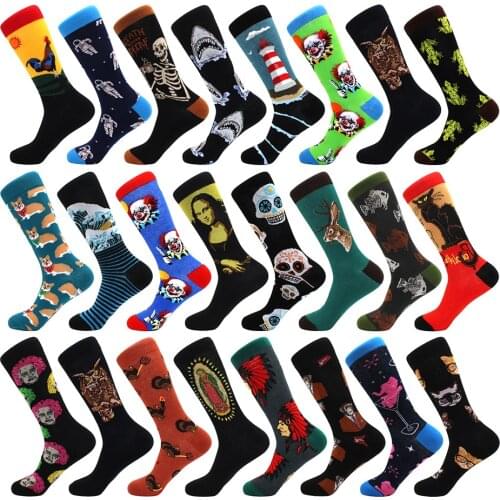 Fashion man socks color combed cotton autumn winter warm breathble couple long socks for men women Funny happy wedding gifts