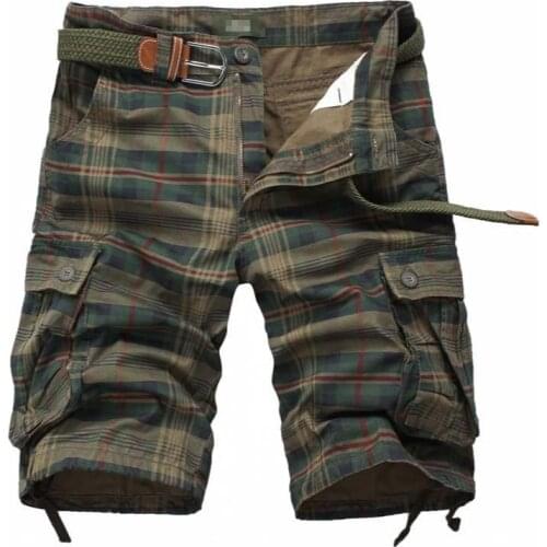 Mens shorts fashion plaid beach sports shorts mens casual camouflage shorts military uniform shorts men