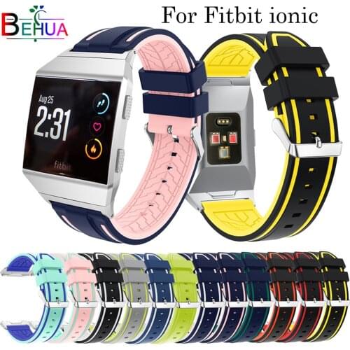 Soft Silicone Two-tone watchband for Fitbit Ionic strap Replacement personality Sport Adjustable Watch Bands Bracelet Bangle new