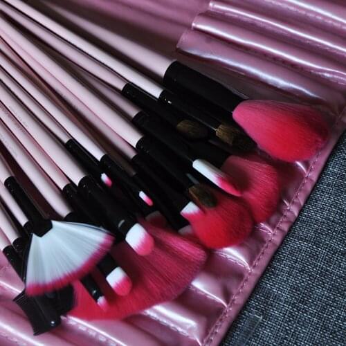 Professional Brush Set Gradient Horsehair Pink Make-up Brushes 22pcs Make Up Tools Kits Soft Skin Storage Bag for women