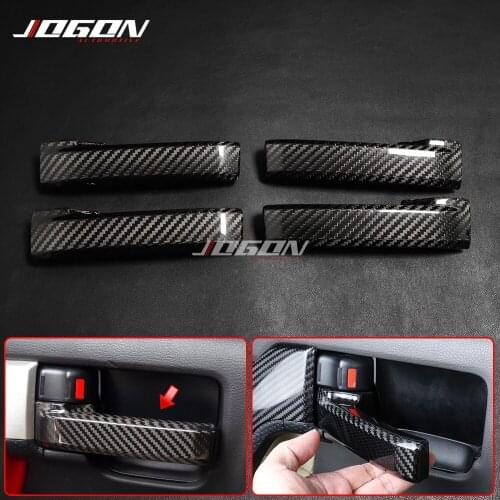 Real Dry Carbon Car Interior Door Handle Cover Trim For Toyota Land Cruiser LC200 FJ200 2016-2019