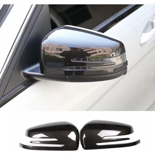 New 1 Pair Car Auto Carbon Fiber Side Rearview Mirror Cap Cover Trim for Mercedes Benz A B C E S CLA GLK GLA Class W204 W246