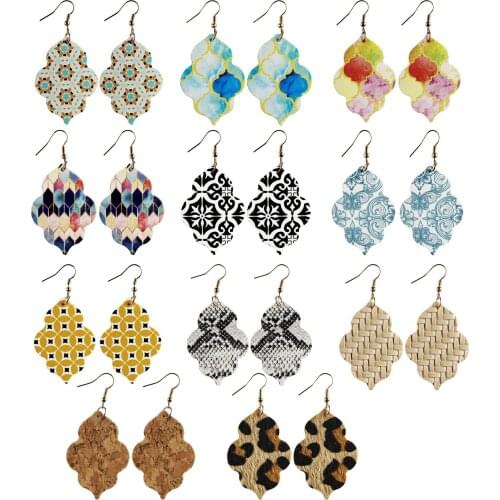 2020 New Lip Shaped Morrocan Leopard simulation hair Double sided printed leather drop earrings for women